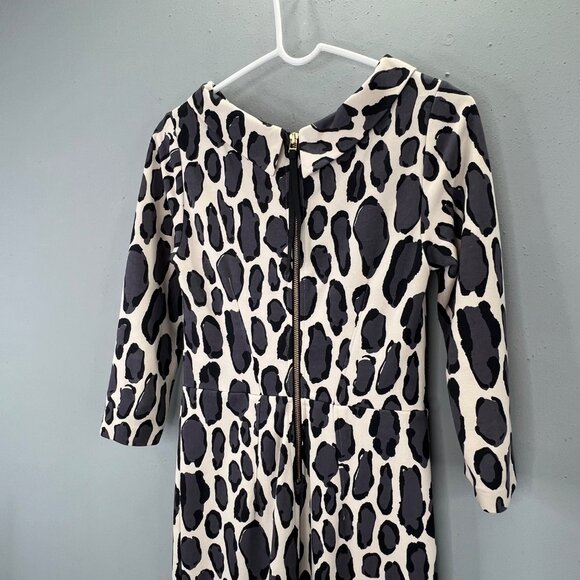 Boden Marisa Leopard Print Sheath Dress size 4 Women Beige Black Gray Back Zip - Picture 5 of 9